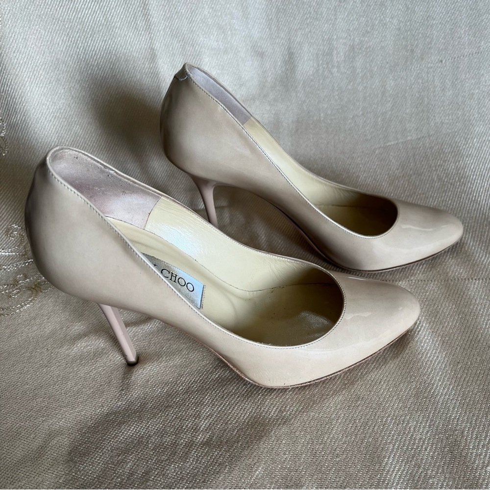 Jimmy Choo Nude Patent Leather size 36. Style 247/Lewis.
